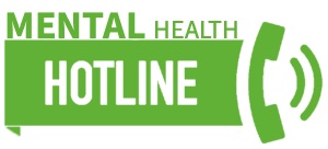 green lettering that says mental health hotline