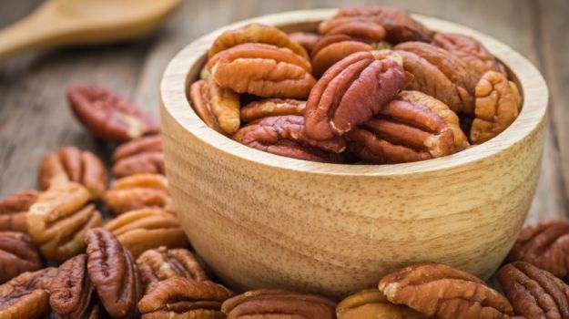 A bowl of pecan halves.