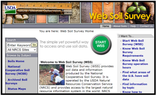 screenshot of web soil survey website